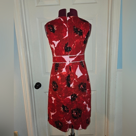 Ann Taylor 4P Red Poppies Print Cotton Midi Dress - Picture 5 of 13